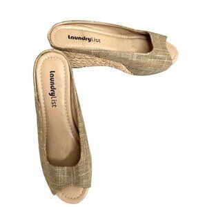 Laundry List Womens Linen Woven Wedge Sandals Size 7 Natural Beige
